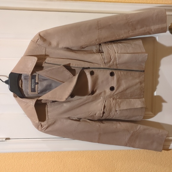 Leather Jacket Beige Size M - Picture 4 of 13